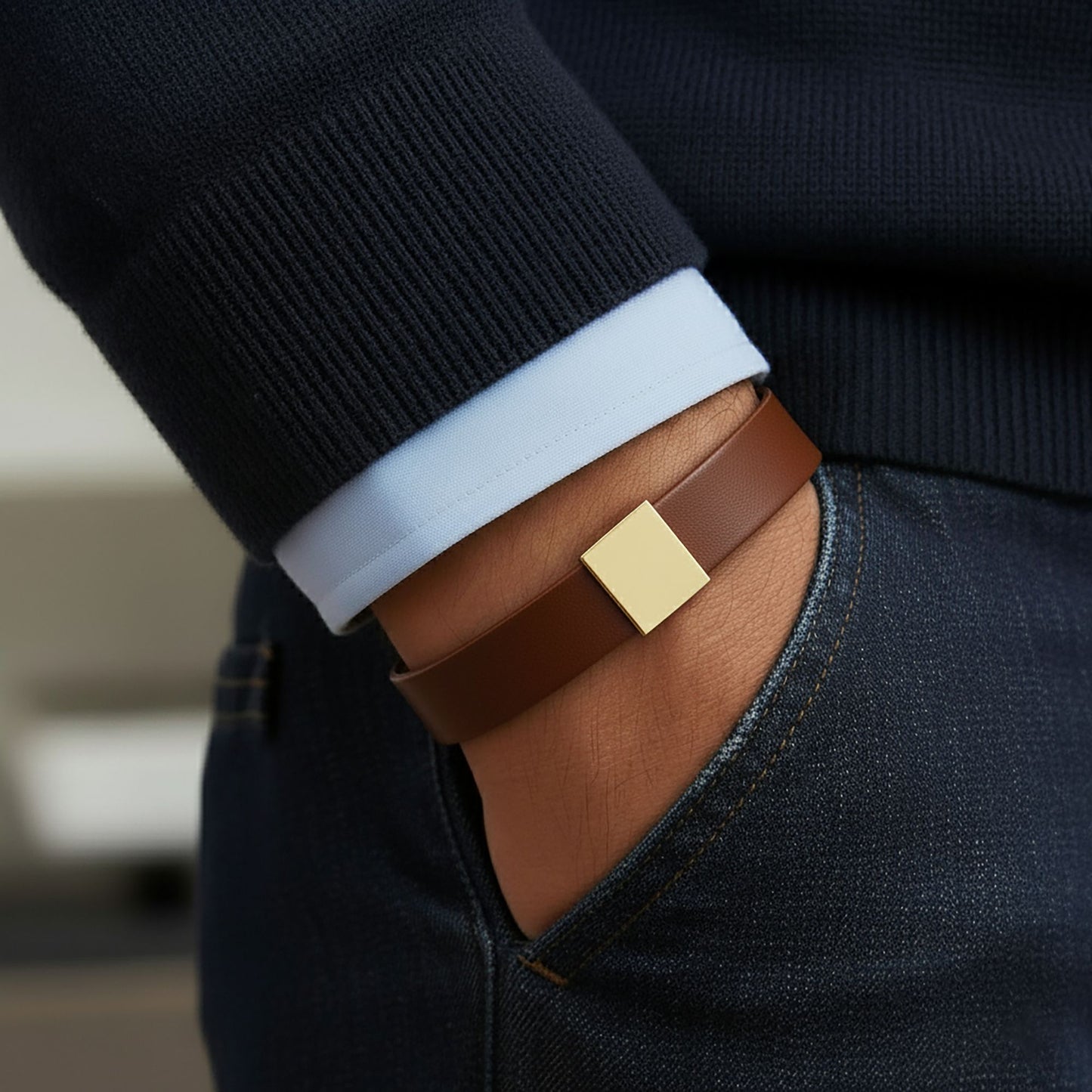 Bracelet Homme Gravé — Le Message Caché | Cuir & Acier