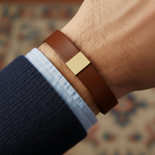 Bracelet Homme Gravé — Le Message Caché | Cuir & Acier